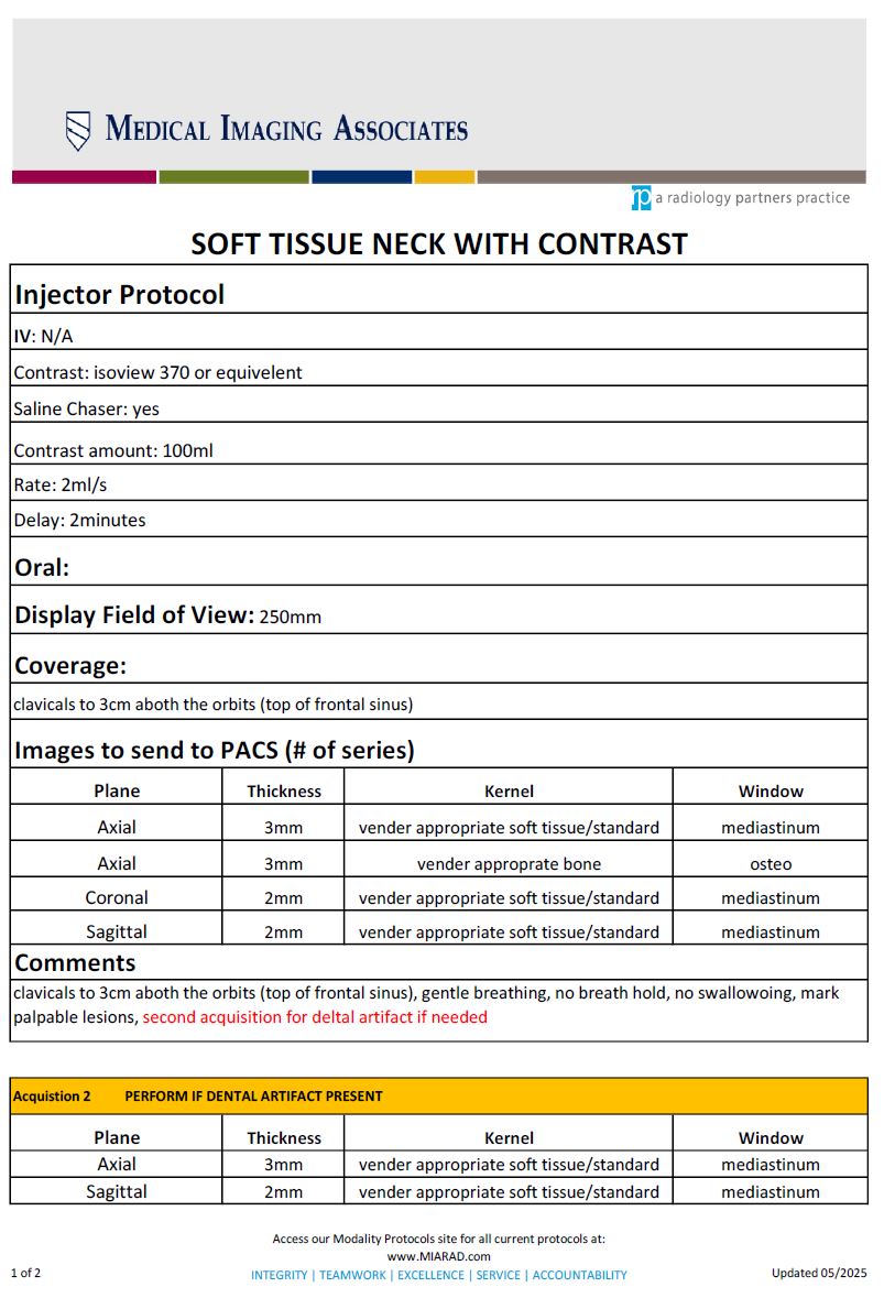 CT Soft Tissue Neck WIth Contrast 05-2025